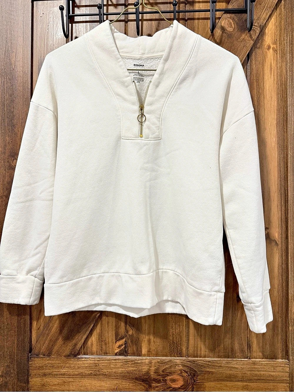 White Quarter Zip with Gold pull